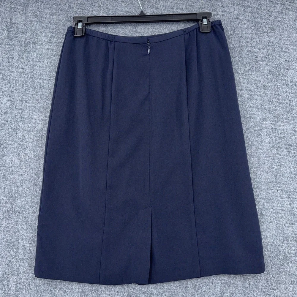 Norton McNaughton Pleated Hem Skirt Womens 10 Polyester Navy Blue